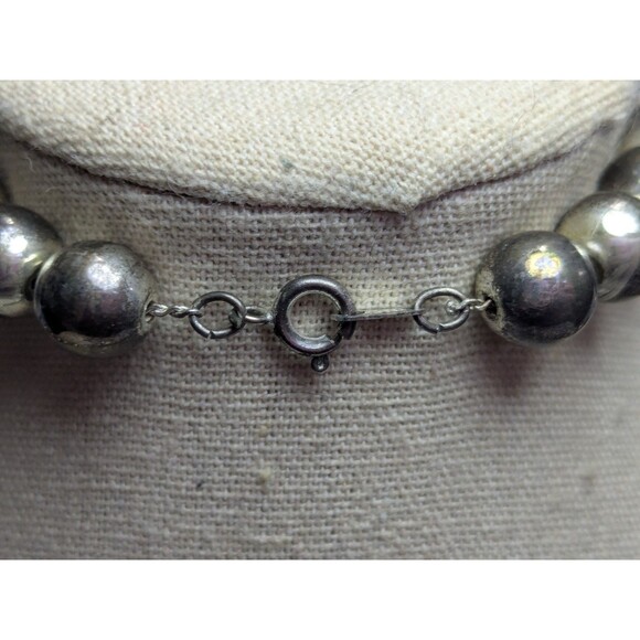 Silver Tone Ball Chain Big Puffy Heart Marked Korea - Picture 3 of 4